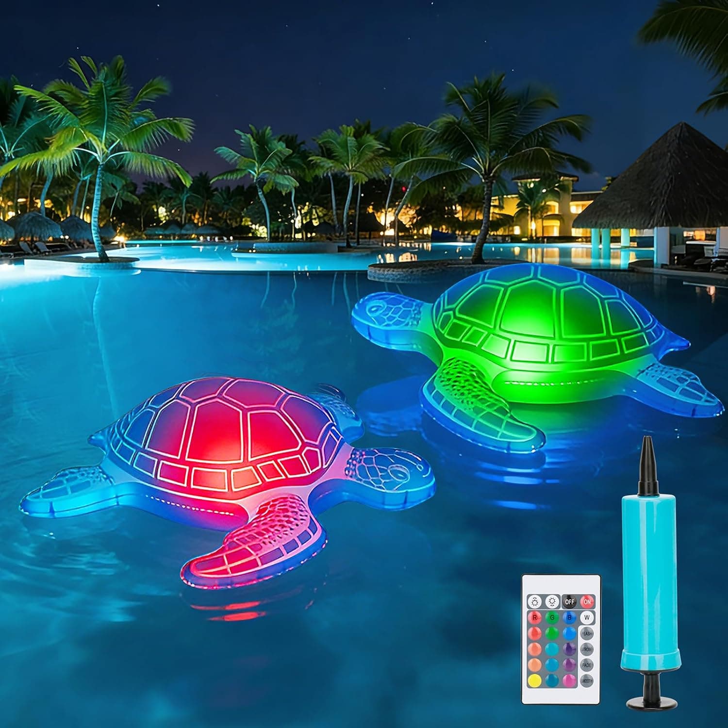 26.5" Solar Powered Floating Pool Lights, Pool Lights that Float with Remote Control, 16 Colors RGB Lighting, IP68 Waterproof for Inground/Above Ground Pool, Pool Party, Bathroom, Bathtub, Garden