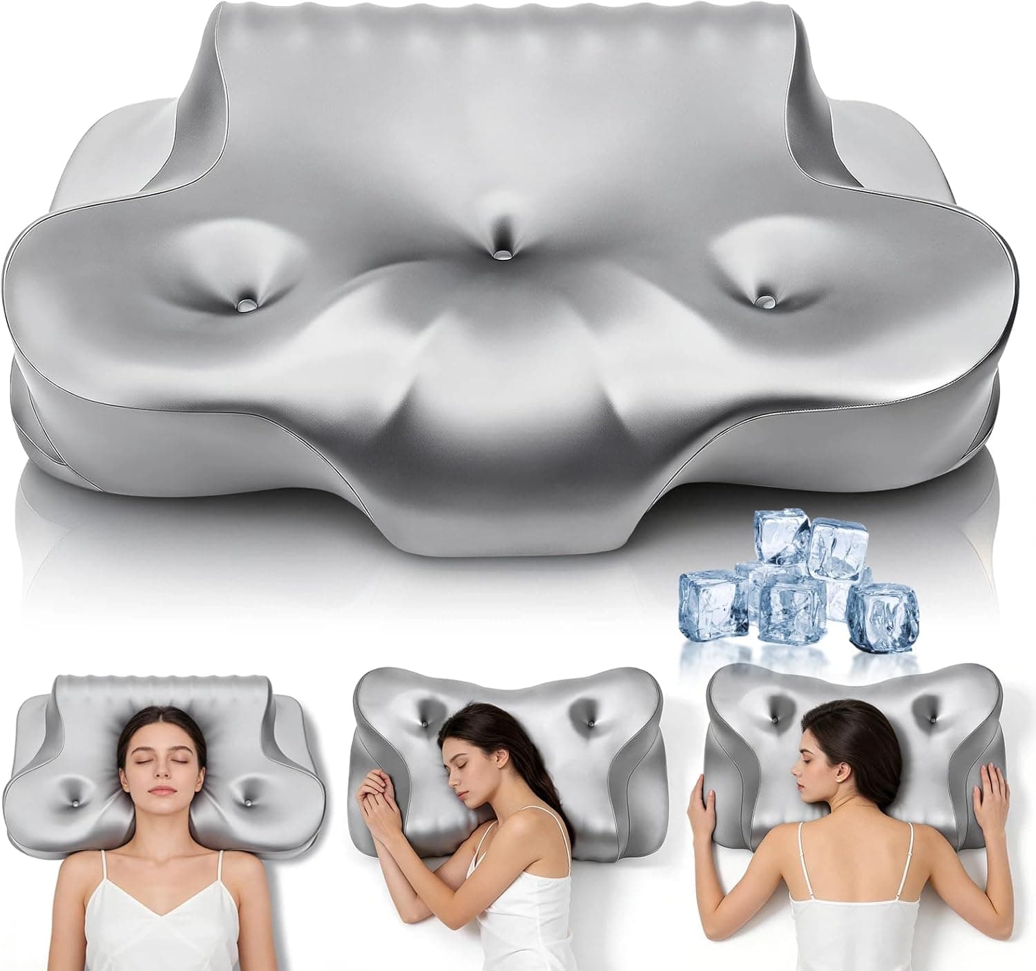 Dayme Orthopedic Memory Foam Pillows –Cooling Neck Pillow that Actually Cools,Cervical Support Pillow for Neck Pain Relief,Cervical Pillow for All Sleep Positions,Ergonomic Pillow,Cooling Pillow,Gray
