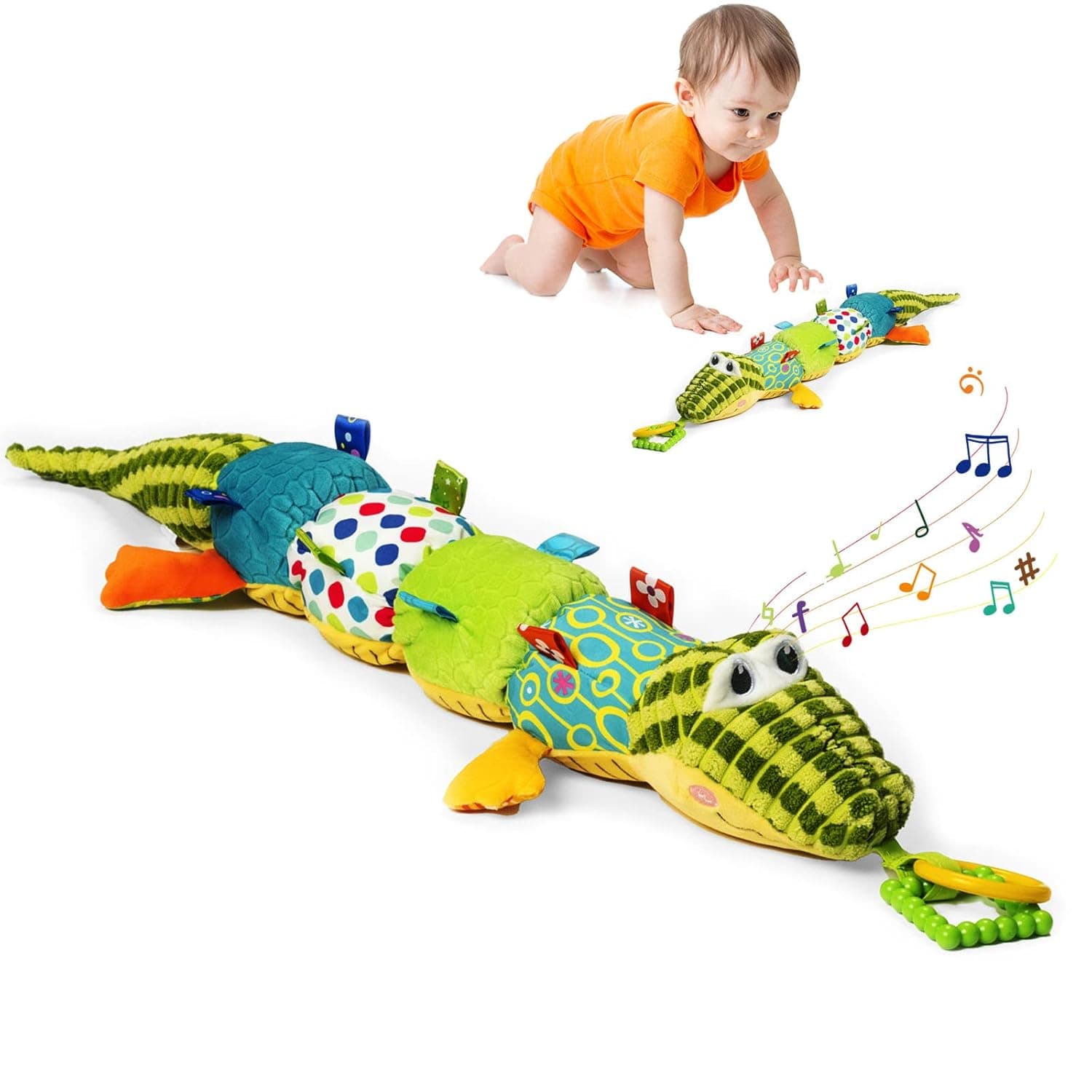 Jollybaby Baby Toys, Tummy Time Baby Toys 6-12 Month with Rattles, Crinkle, Newborn Musical Toy for Infant 0 3 6 9 12 Months Boys & Girls-Alligator - image 1
