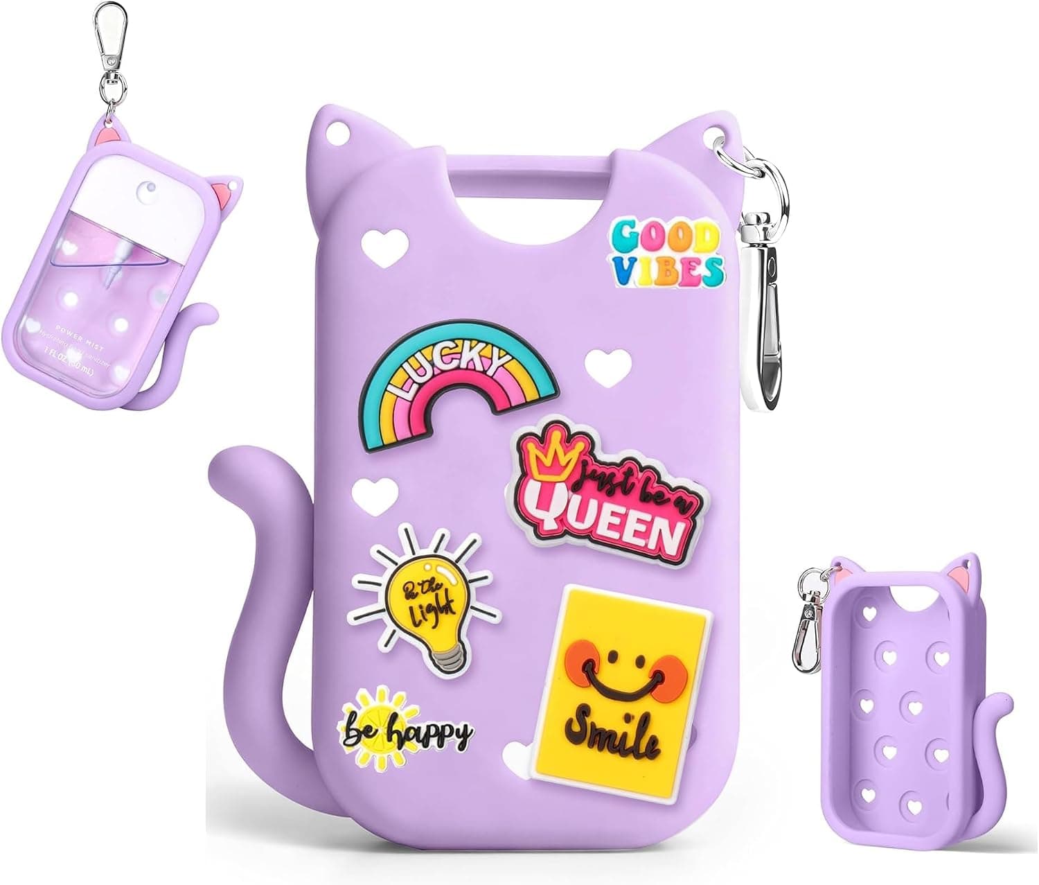 Silicone Case for Touchland Hand Sanitizer Spray, Compatible with Touchland 1 FL OZ/30ML with Keychain & 6 Charms, Cute Hand Sanitizer Travel Accessories, Mothers Day Gifts (Purple) - image 1