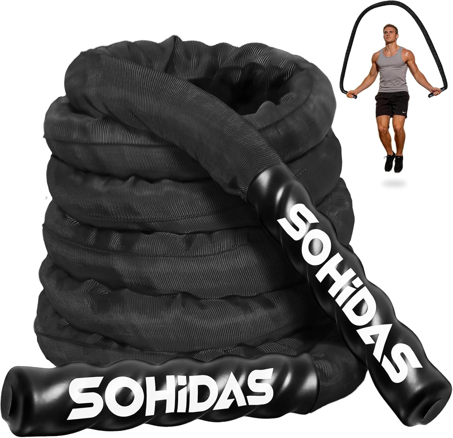 Weighted Jump Rope for Men Women, 3.68LB Adult Jump Ropes for Fitness Heavy Skipping Rope, Jumping Rope for Training Muscle Speed Home Gym Workout Equipment Exercise Jumpropes Weight Loss - image 1