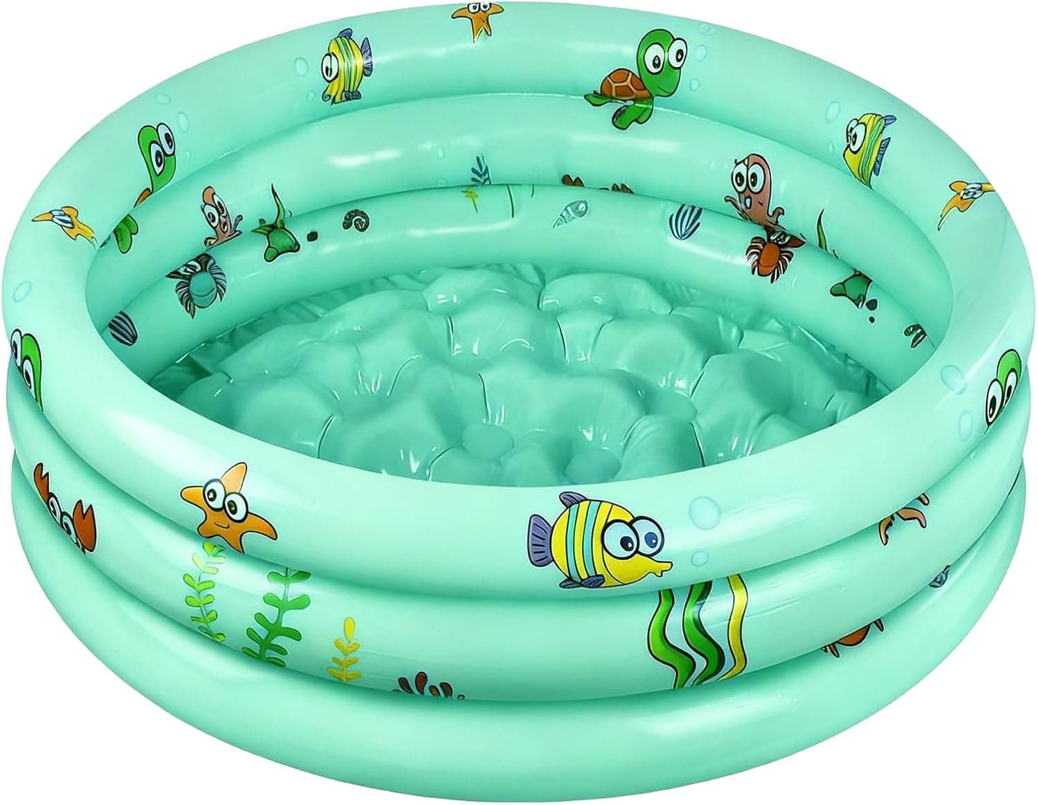 Children's Inflatable Pool ø 100 cm, Small Inflatable Pool for Children, Children's Pools for Children, Family Inflatable Pool with 3 Rings for Family Outdoor Garden Indoor Patio Water Game
