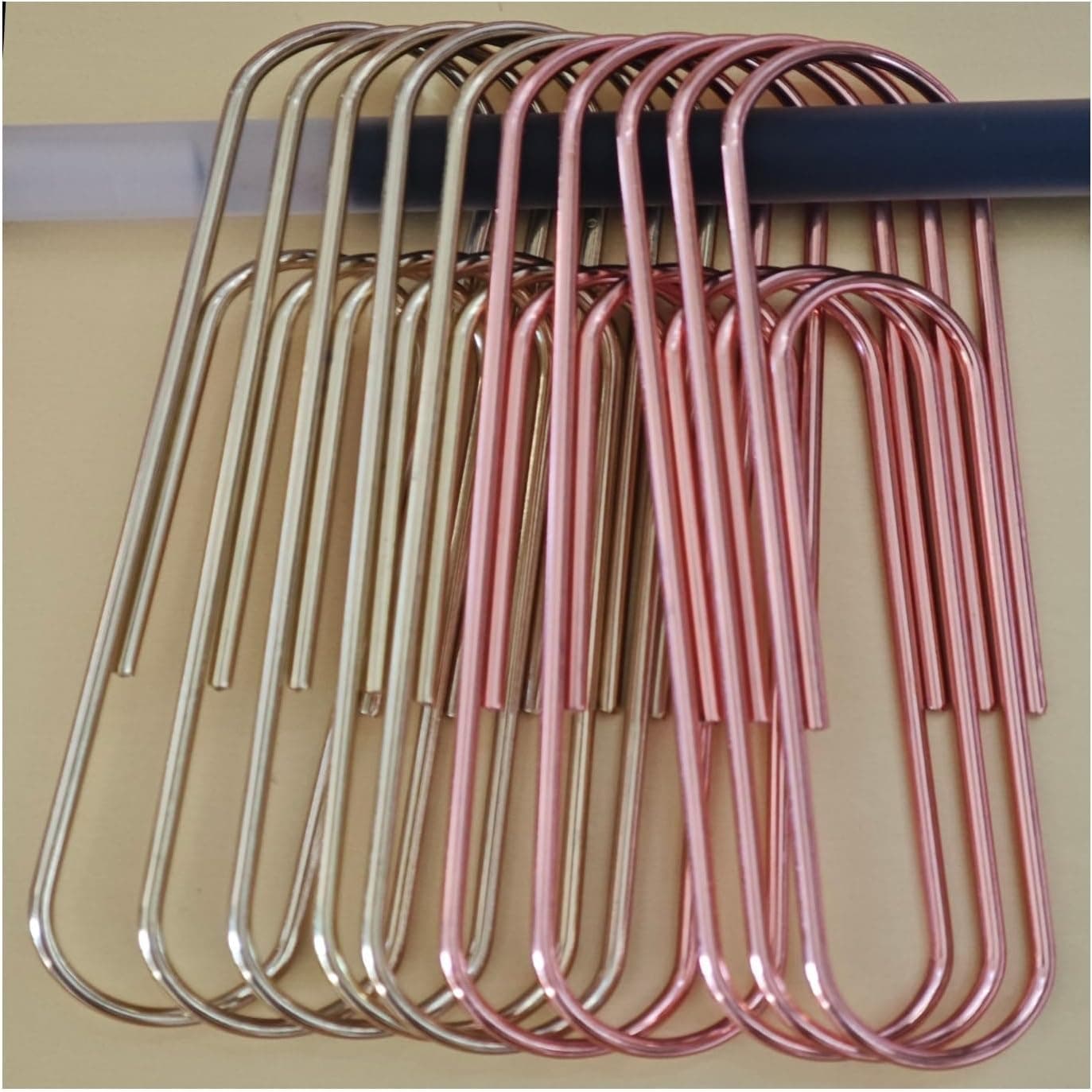 10-Pack Jumbo Paper Clips – 4” Giant Decorative Metal Paperclips, Oversized Bookmark for Office, School, Cute Desk Accessories, Clear Box (Gold, Rose Gold)