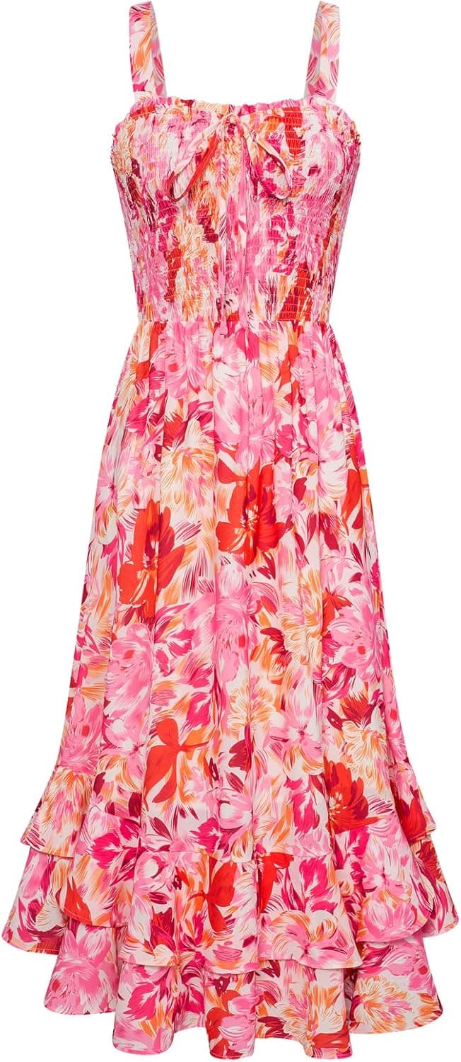 GRACE KARIN Women's 2026 Summer Floral Boho Dress Square Neck Strapped Swing A Line Sundress Beach Long Maxi Outfits - image 1