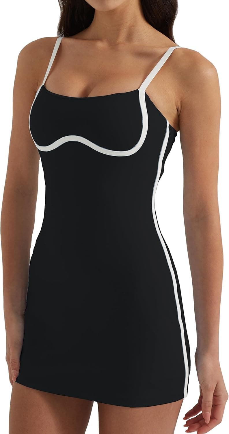 Women's Tennis Dress with Built-in Bra & Shorts Pockets, Sleeveless Adjustable Spaghetti Straps for Golf Workout - image 1