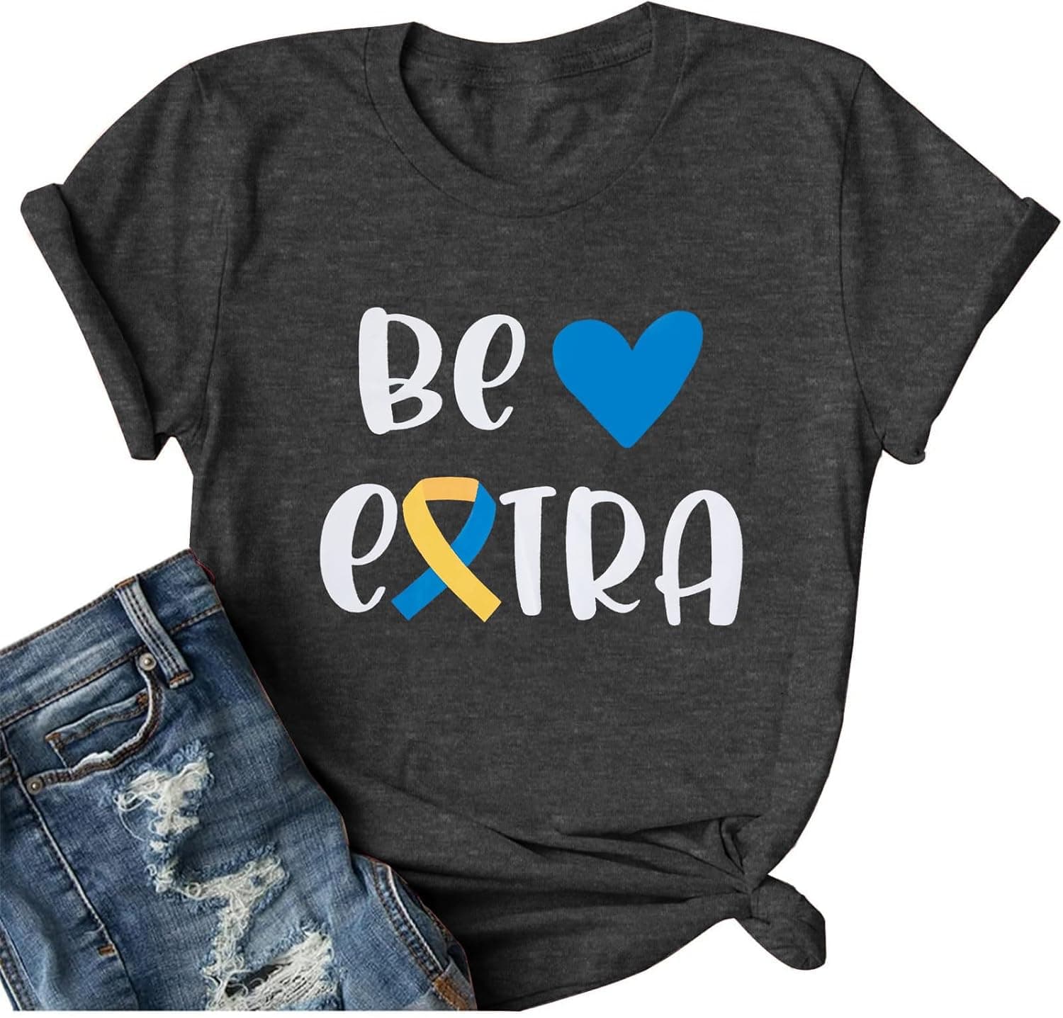 Down Syndrome Awareness Shirt Women Down Right Perfect Shirt Love Heart Ribbon Tee Inspirational Saying Tops - image 1