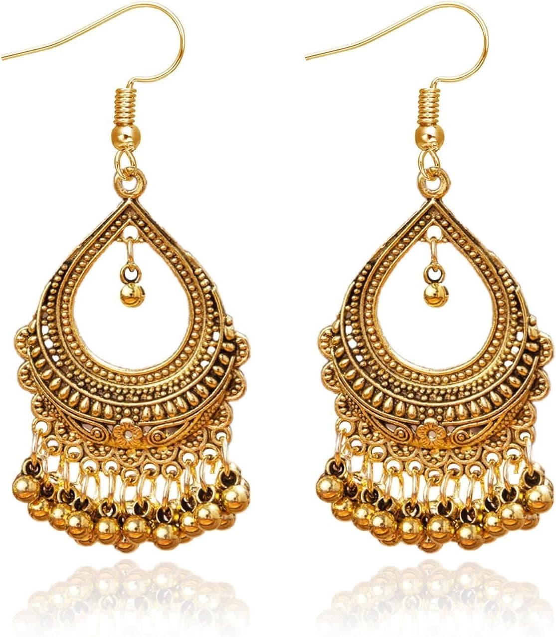 Indian Earrings for Women Jhumkas Chandelier Earrings Boho Beaded Dangling Studs Bollywood Jewelry for Party Wedding Traditional Jewelry Accessories Indian Outfits for Women