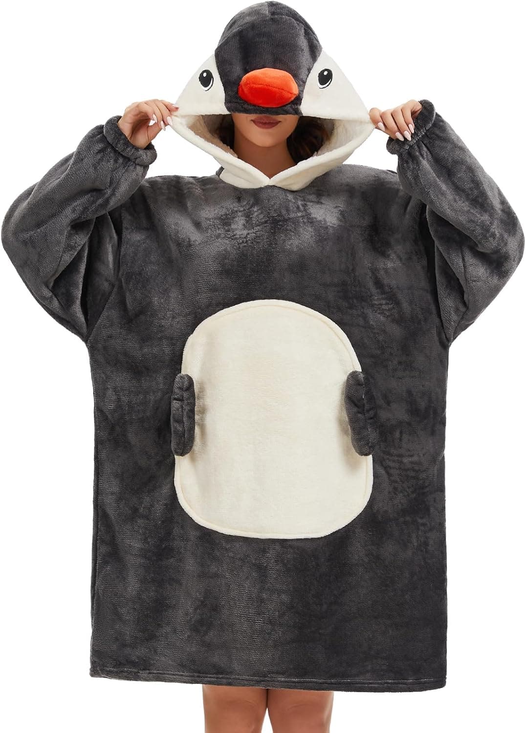 Blanket Hoodie Animal Sherpa Pullover Panda Wearable Blanket Unisex Adult Oversized Sweatshirt Oversized Women Men Teen