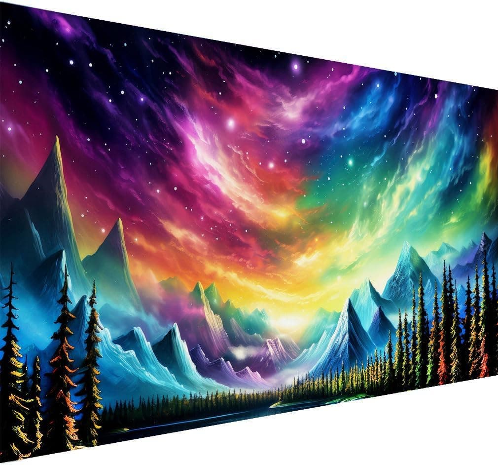 ijbnhd 5D Mountain Diamond Painting Kit for Adults, 28X16inch | Extra Large, Full Drill, Crystal Rhinestone Aurora Gem Art, Home Wall Decor Gift