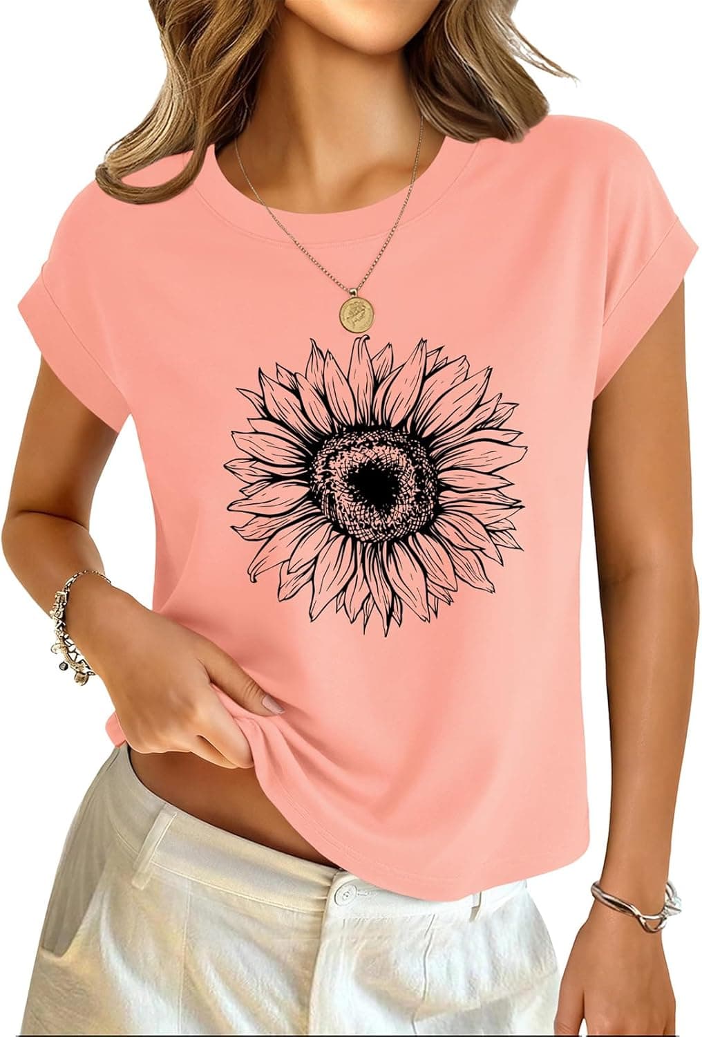 GKBK Cotton Cap Sleeve Womens Tops Crop High Neck Short Sleeve Summer Cute Casual Shirts Boxy Spring Clothing Outfits