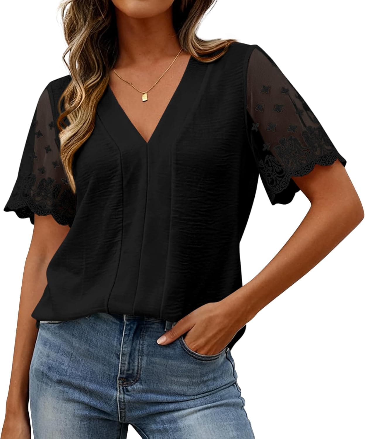 Women Tops Summer 2026 Short Sleeve Shirts Spring Vacation Fashion Dressy Casual Business V Neck Blouses