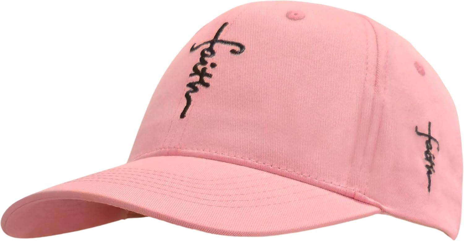 Christian Baseball Cap Embroidered Faith Cross Hat Adjustable Structured Front Panel Thick Raised Stitching