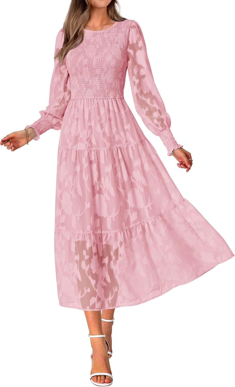 BTFBM Wedding Guest Dress | Floral Boho Maxi Homecoming Dress for Women | Spring 2026 Casual Long Sleeve - image 1