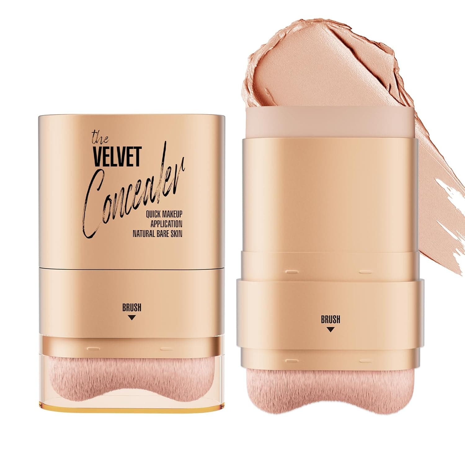 Lightweight Foundation Stick with Brush, Buildable Coverage Concealer, Flawless Face Makeup for Dark Circles Blemishes Without Caking, Long-Wear Breathable Matte Finish, Travel Size (151# Deep sand)