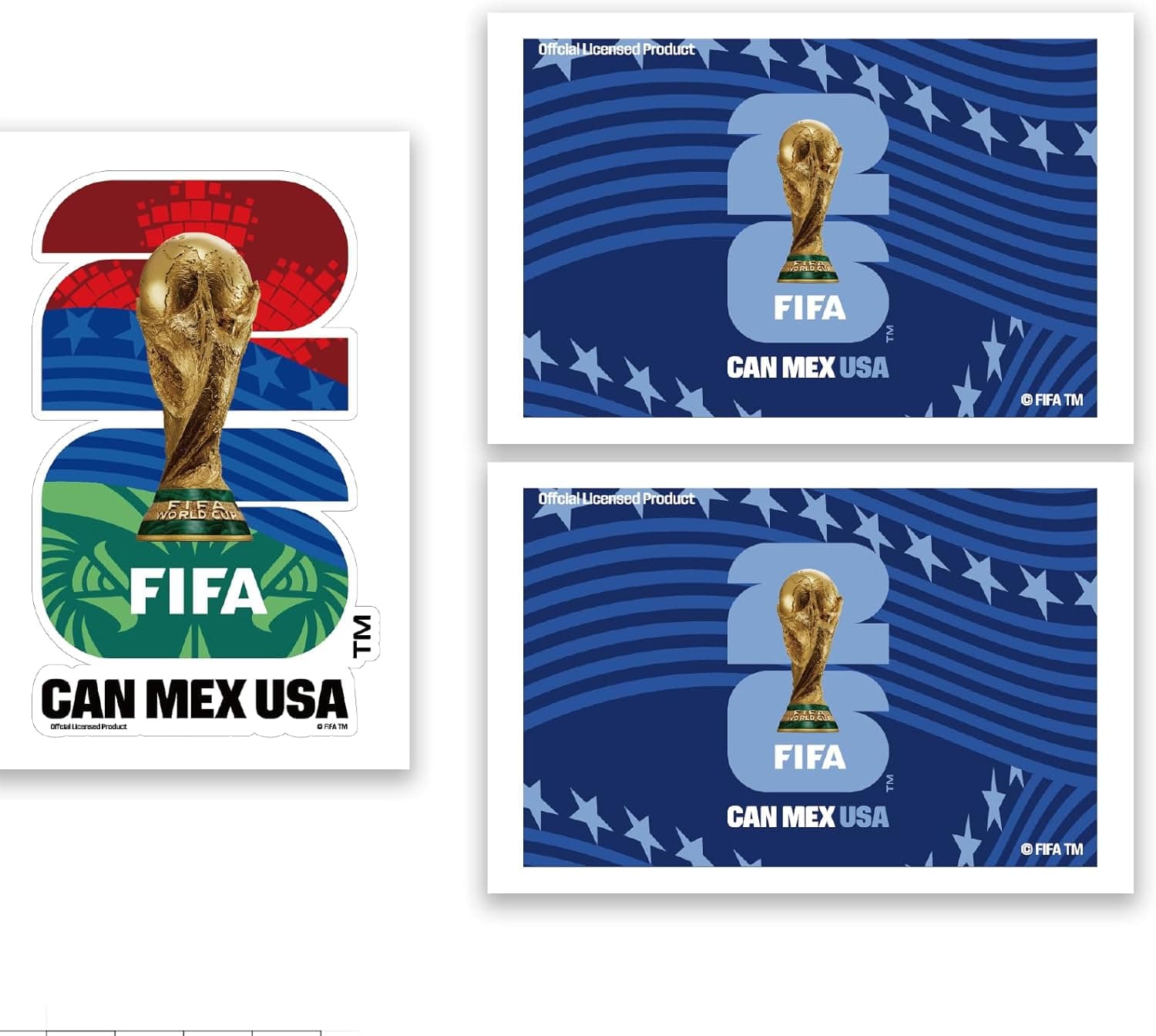 FIFA World Cup 2026 Official Licensed Sticker, 3Pcs Waterproof Decals for Laptop, Water Bottle, Car, Soccer Fan Gift