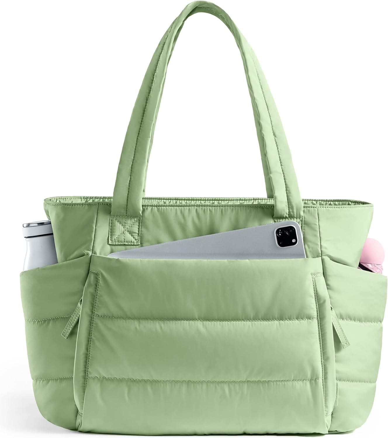Uselike Tote Bag for Women with Zipper, Quilted Puffer Tote Bag with Compartments, Lightweight Puffy Work Bags for Women - image 1