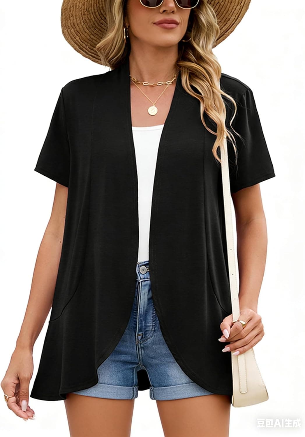 DEARCASE Women's Short Sleeve Bolero Shrugs Lightweight Cardigan Summer Casual Open Front Draped Spring Cardigans - image 1