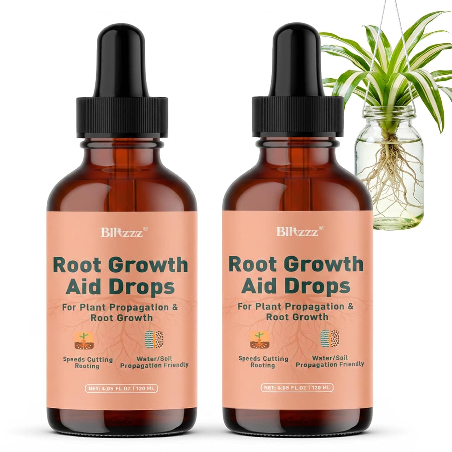Root Drops Liquid Rooting Hormone for Cuttings | Fast Propagation Drops, Stronger Roots, Less Shock | Works in Water, Soil, Leca, Moss | for All Indoor Houseplants Like Pothos, Monstera (4 oz*2)