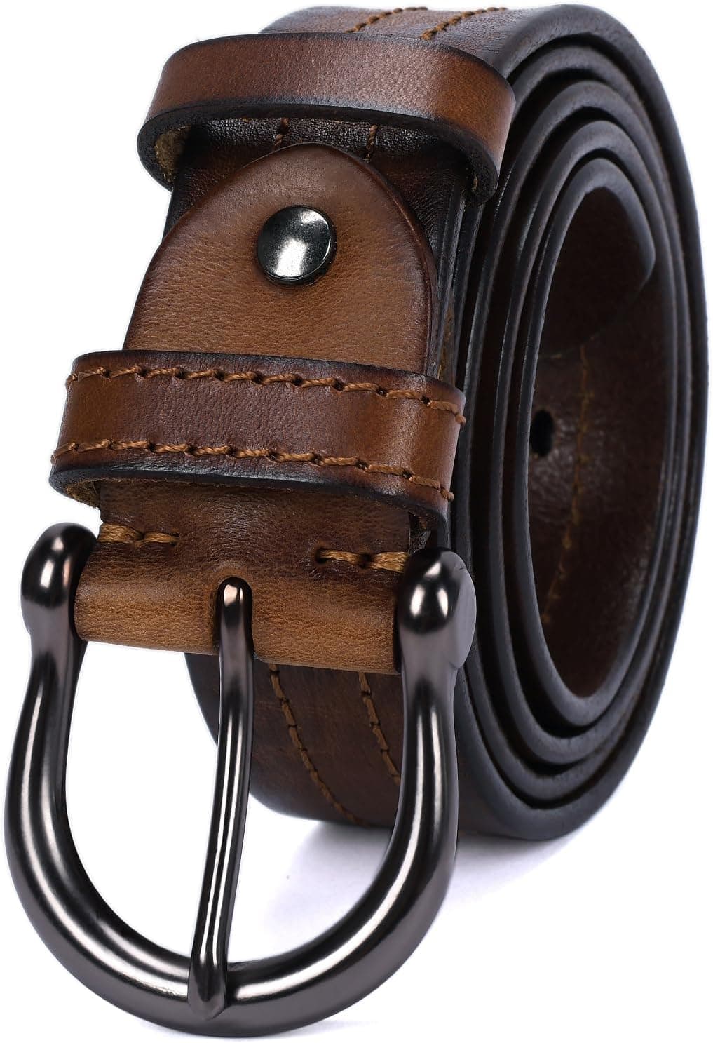 Mens Belts Soft Italian Vegetable Tanned Leather Cowboy Casual Jean Belt 1.5 Wide 7 Holes Gift Box Packaging - image 1