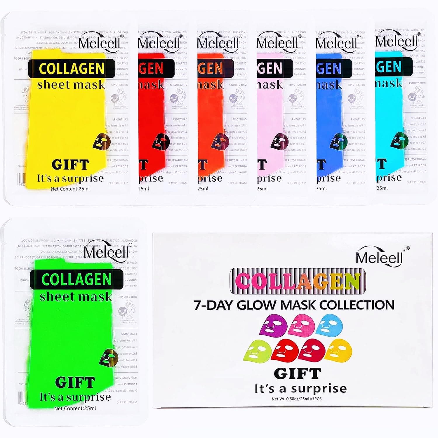 Meleell Collagen Face Masks Skincare for Women (7 Masks) - image 1