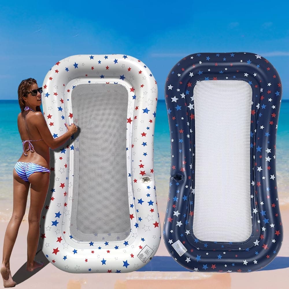 Pool Float Lounge Extra-Large Cooling Mesh Inflatable Raft with Cup Holder Ultra-Comfort Cooling Floating Lounger for Adults Beach Pool Lake Parties Summer Relaxation Essential
