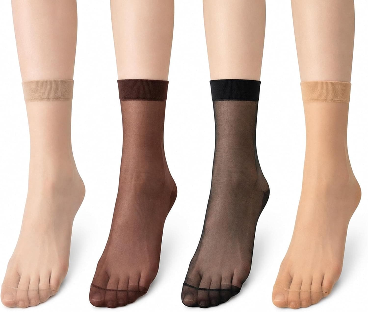 12 Pairs Sheer Ankle Socks,Summer Thin Cool See Through Silk Socks,Ultra Thin Ankle Stockings for Women Dress Party
