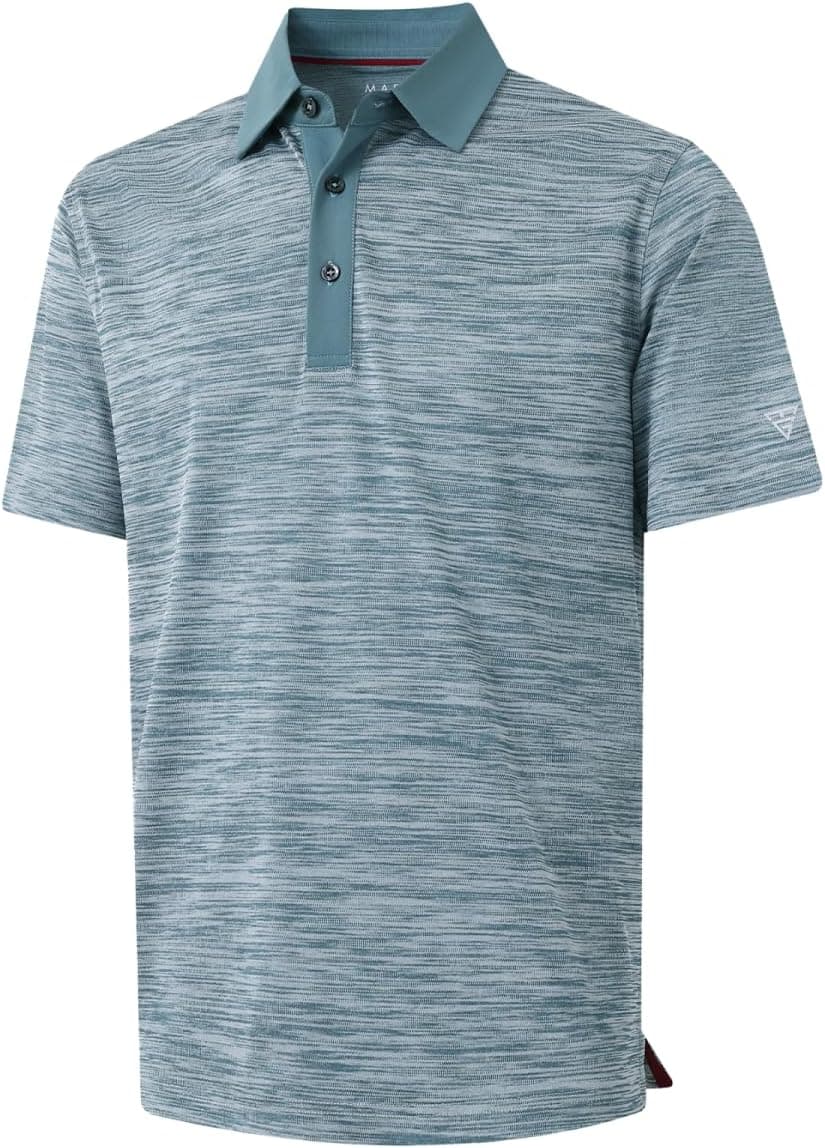 M MAELREG Golf Shirts for Men Dry Fit Short Sleeve Casual Performance Moisture Wicking Heather Pique Collared Polo Shirts