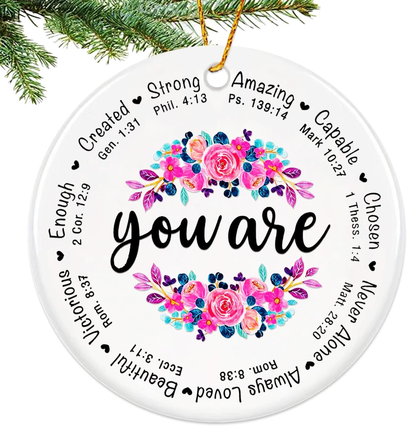 Christian Christmas Ornaments 2026,Religious Ornament for Christmas Tree, Ceramic Ornaments with Bible Verse - Christian for Women Faith