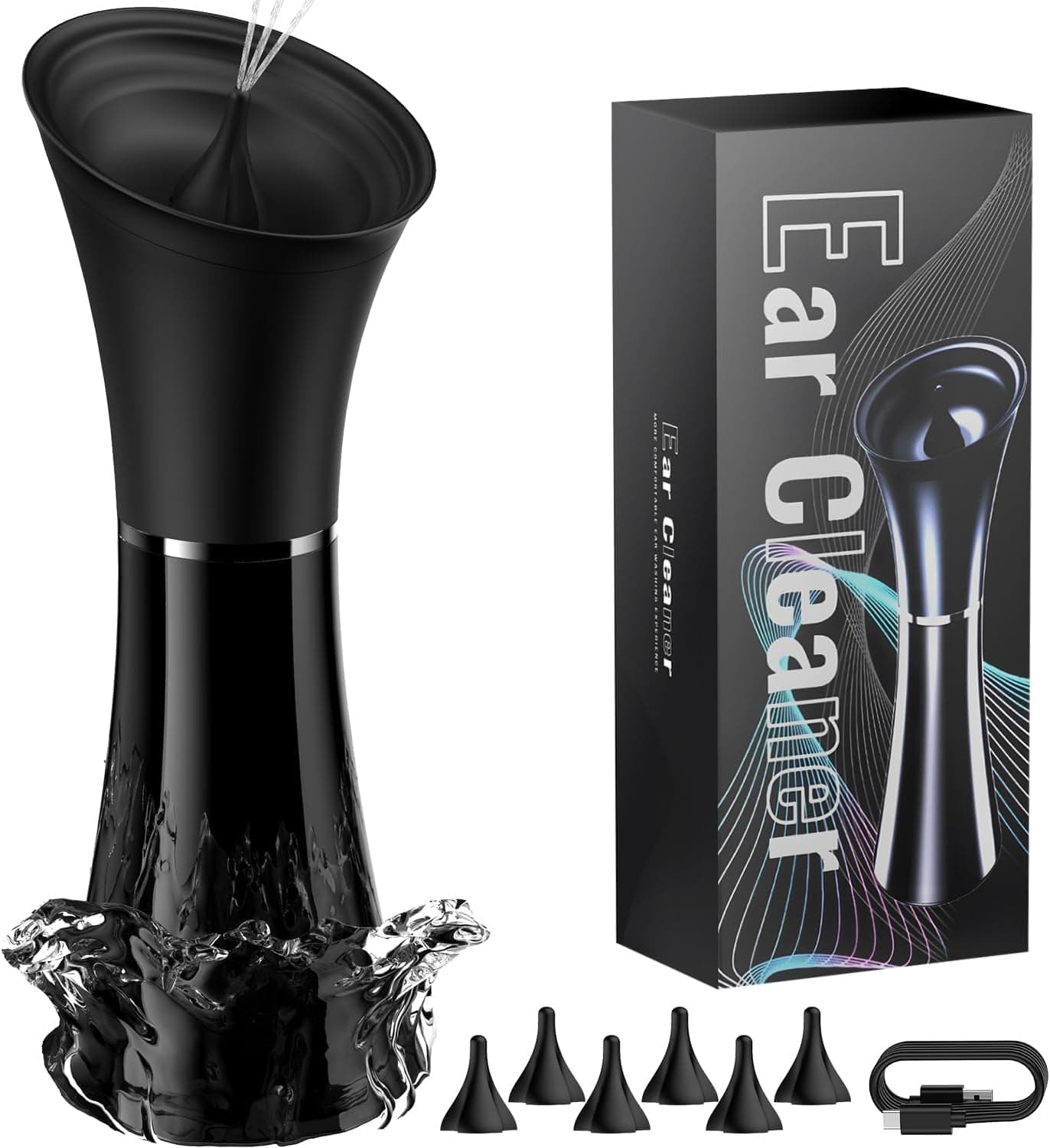 Ear Wax Removal - Electric Ear Cleaner with IPX7, Water Powered Ear Cleaning Tool with Irrigation Flusher, 6 Tips, 4 Pressure Settings - Safe & Effective for Ear Wax Cleaning Gifts for Women Men - image 1