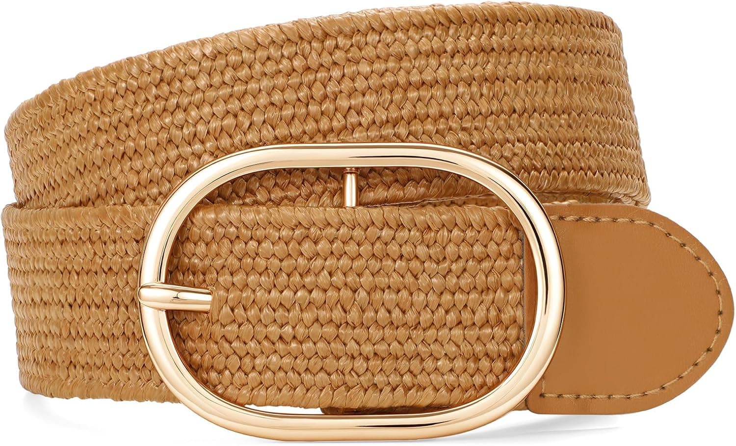 Straw Woven Rattan Wide Stretch Straw Belt Boho Braided Belts for Women - image 1