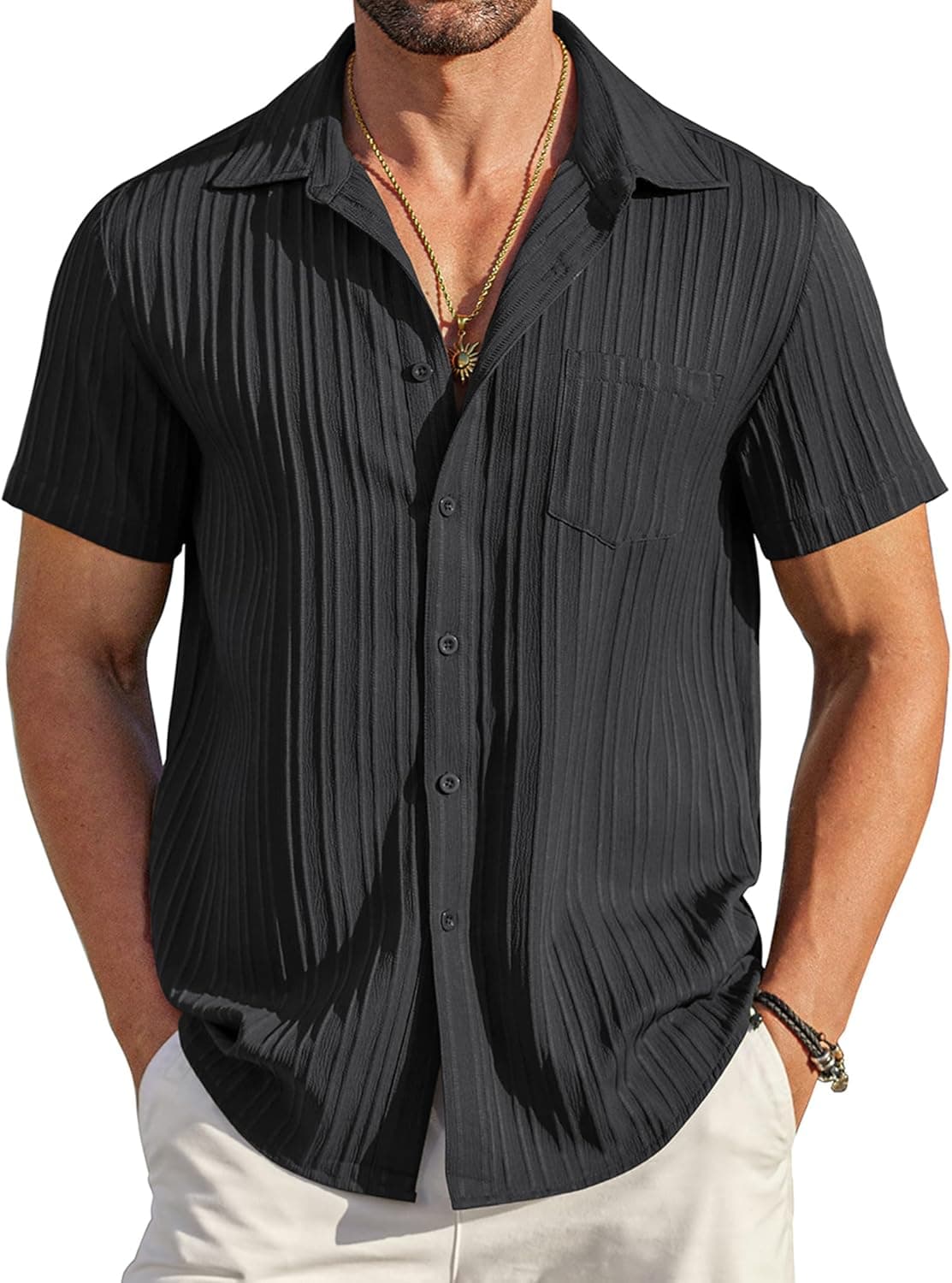 COOFANDY Men's Casual Button Down Shirt - Your Perfect Summer Beach Essential! - image 1