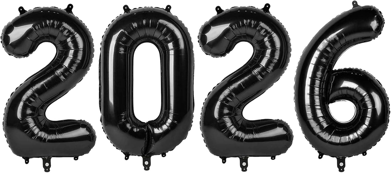 Black 2026 Number Balloon, Black Number Balloons 40 Inch, 2026 Balloon Birthday Decorations, 2026 Birthday Party Supplies, 2026 Graduation Party Favors, Class of 2026 Decorations