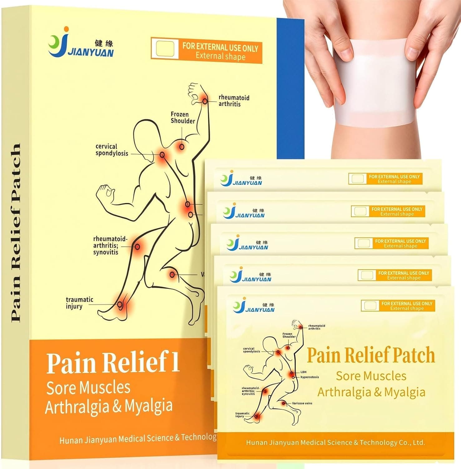 Far-Infrared Knee Pain Patches – 12 Hours Relief Long-Lasting Herbal Pain Patch Warmth for Sore Knees, Joints & Leg, Drug-Free Adhesive Heat Sticker Flexible for Movement, Daily Comfort (10 Count)
