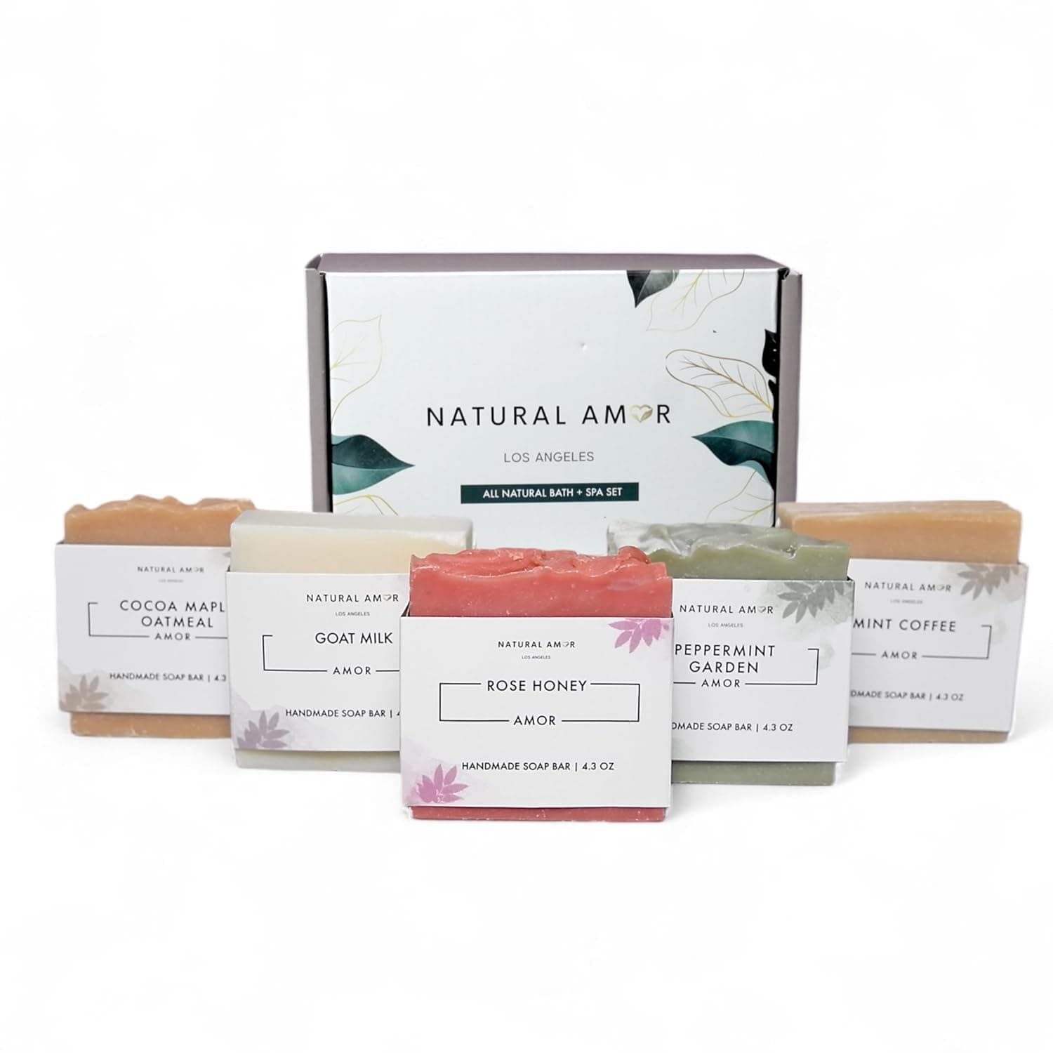 Natural Amor All Natural Bar Soap Set (5 Pack), Shea Butter Enriched, Gentle Bar for All Skin Type, Essential Oils Scented, Handmade Soap Gift Set For Women & Men - image 1
