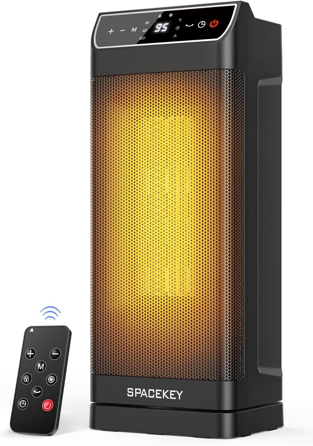 Space Heater, Electric Heaters for Indoor Use with Thermostat, Remote, 1-12H Timer, 70°Oscillation and Overheat Protection, 1500W PTC Ceramic Fast Safety Heat, Portable Heater for Office (Black) - image 1