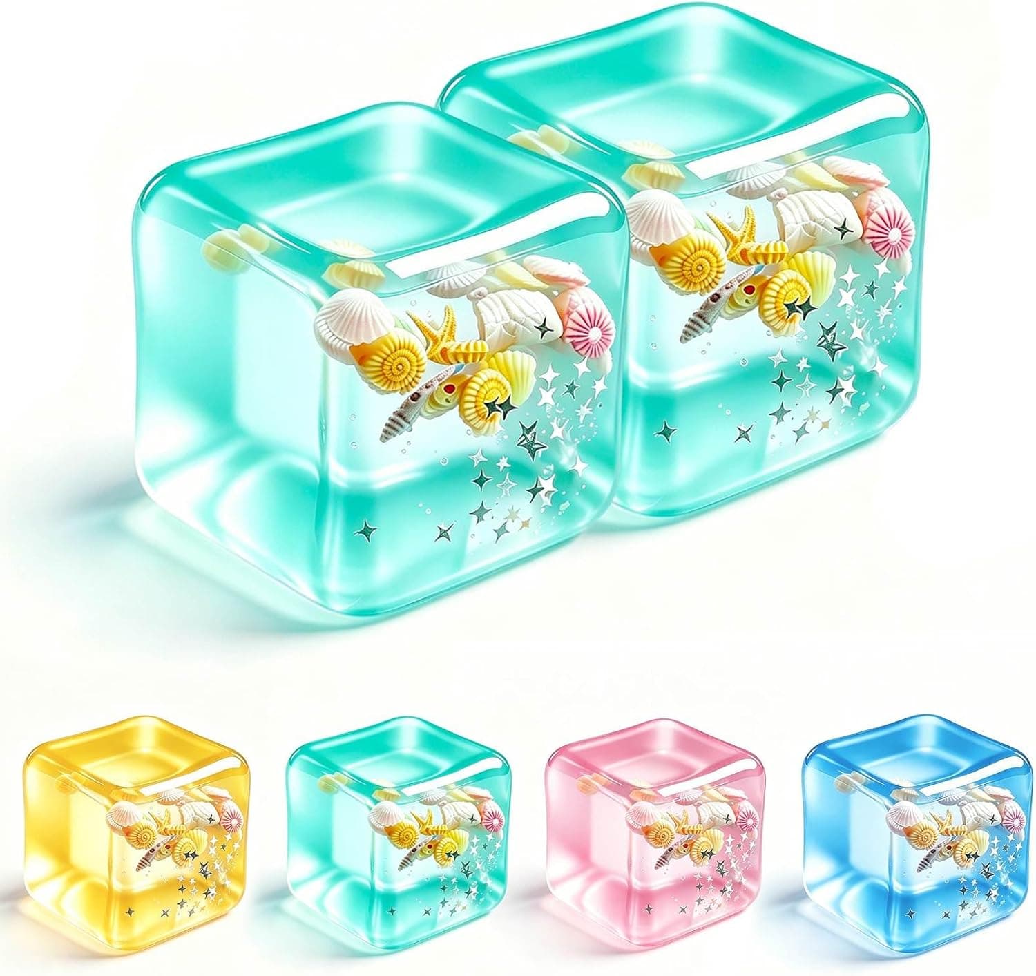 Squishy Ice Cube Fidget Toy - Gifts for Men Women Stress Ball for Desk Fidgeting, Soft Sensory Squeeze Toy for Visual Healing & Tactile Calm, Quiet Anxiety Relief Fidgets for Office, Classroom, Home
