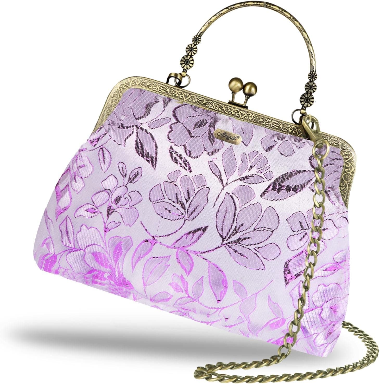 Floral Top-Handle Handbag, Kiss Lock Evening Bag for Women, Vintage Handbag | Floral, Kiss Lock, Vintage