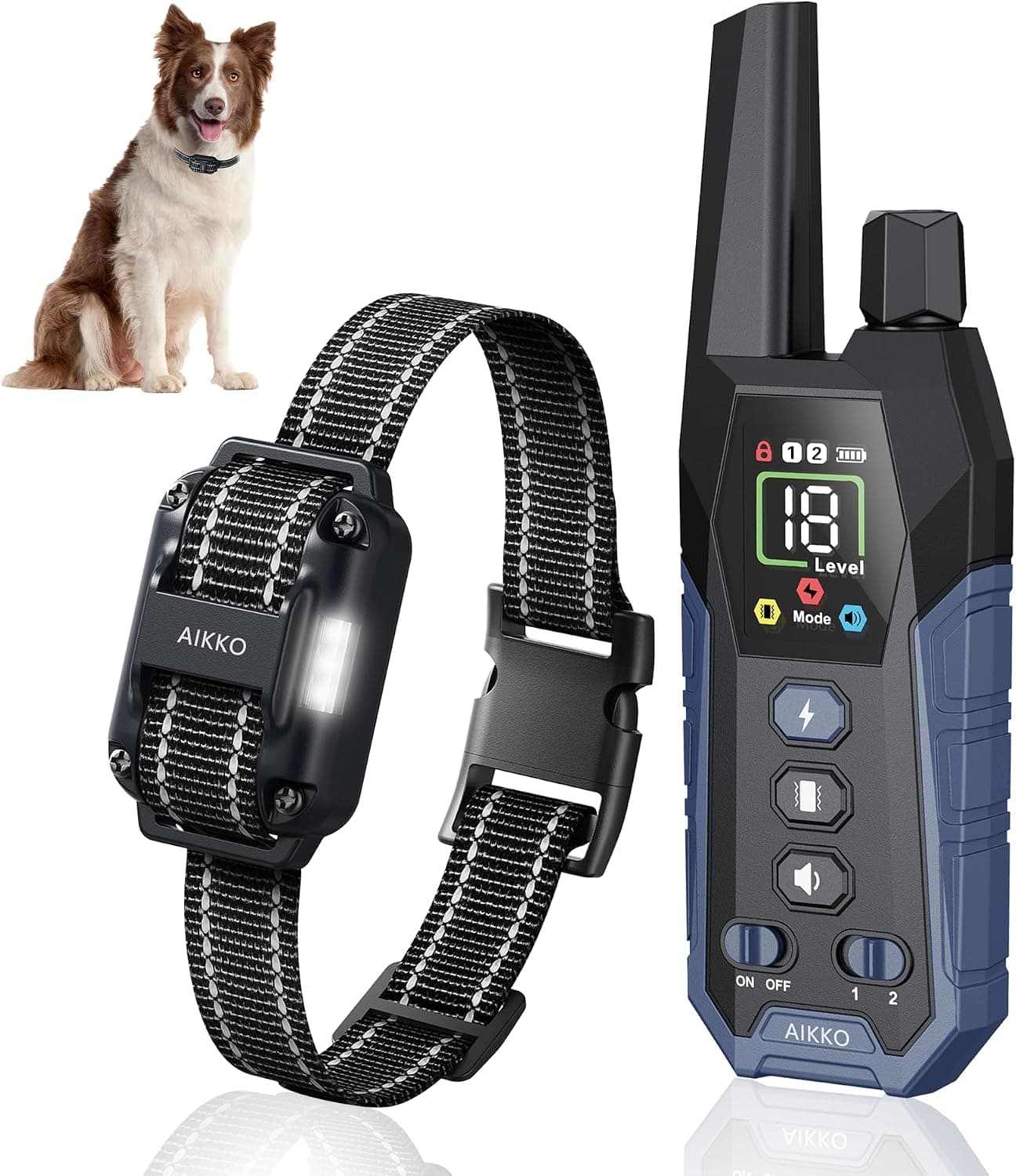 Aikko Professional Dog Shock Collar with Remote - 3300FT Training Collar for Small Medium Large Dogs, IPX7 Waterproof Rechargeable eCollar with 3 Training Modes for No-Pull Stubborn Dogs (Navy Blue)