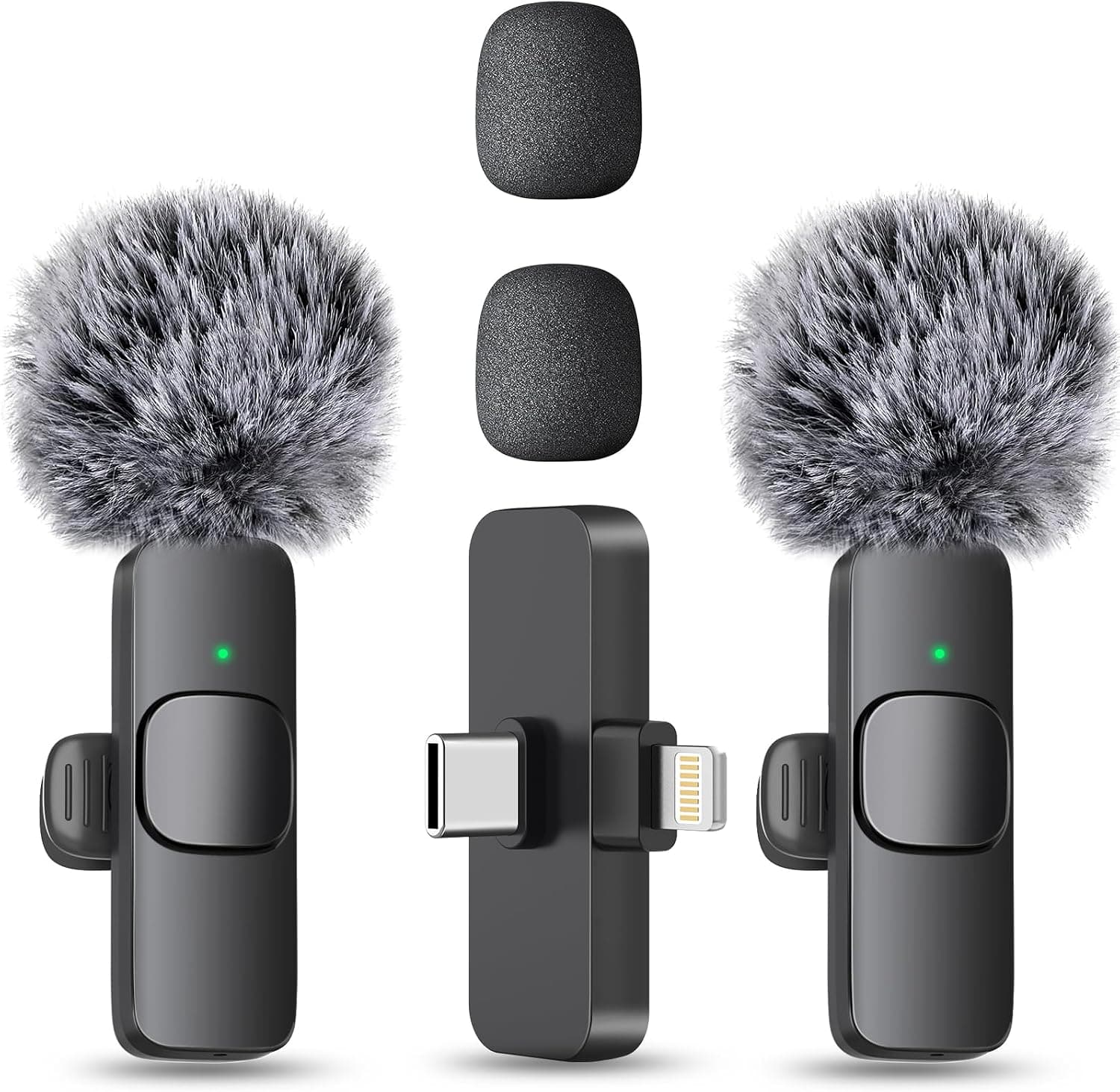 MAYBESTA Wireless Mini Microphone for iPhone, Android Phone - 2 Pack Lavalier Lapel Mic for Audio Video Recording - Content Creator Microphones for YouTube Tiktok Podcast Vlogging