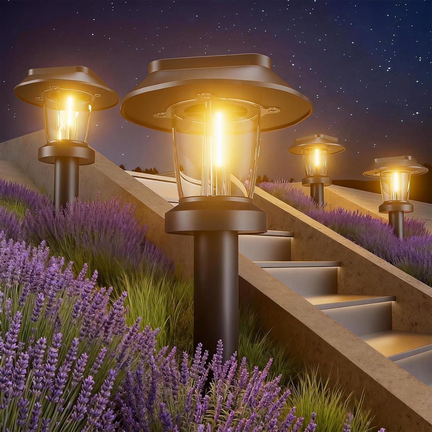Solar Pathway Lights Outdoor - 8 Pack Solar Powered Garden Lights Waterproof IP65, Decor Landscape Lighting with Three Lighting Modes for Yard, Lawn, Walkway, Driveway, Warm White