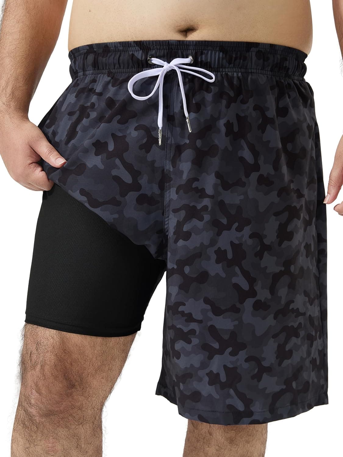 Arcweg Mens Big and Tall Swim Trunks with Mesh Liner 9 inch Plus Size Quick Dry Bathing Suits Swim Shorts for Men 1X-6X - image 1