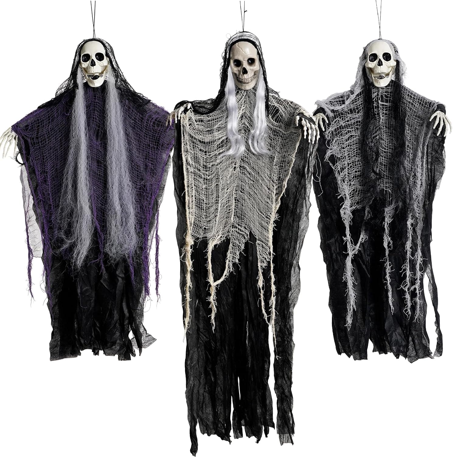 Halloween Decorations Outdoor Hanging Grim Reaper Value Set: Spooky Haunted House Decor