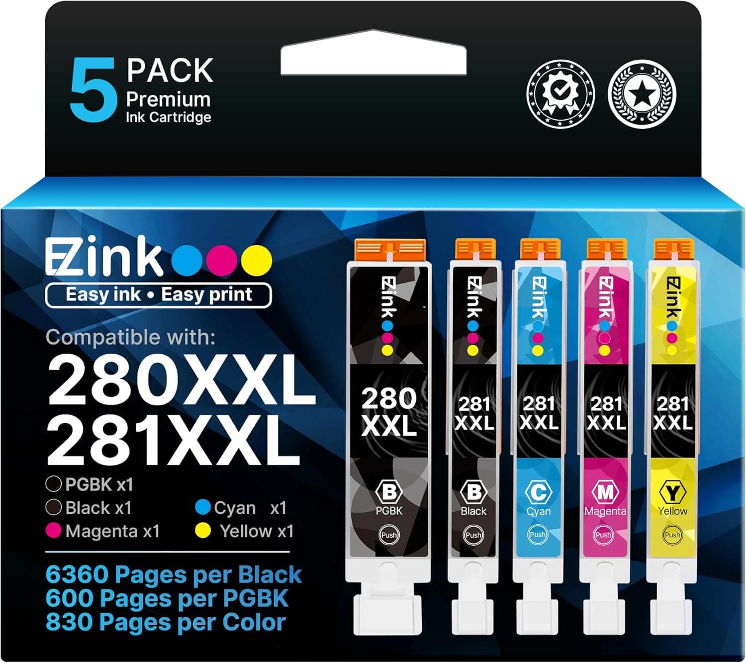 E-Z Ink Compatible TR8620a Ink Cartridges Replacement for Canon PGI-280XXL CLI-281XXL (5 Pack)