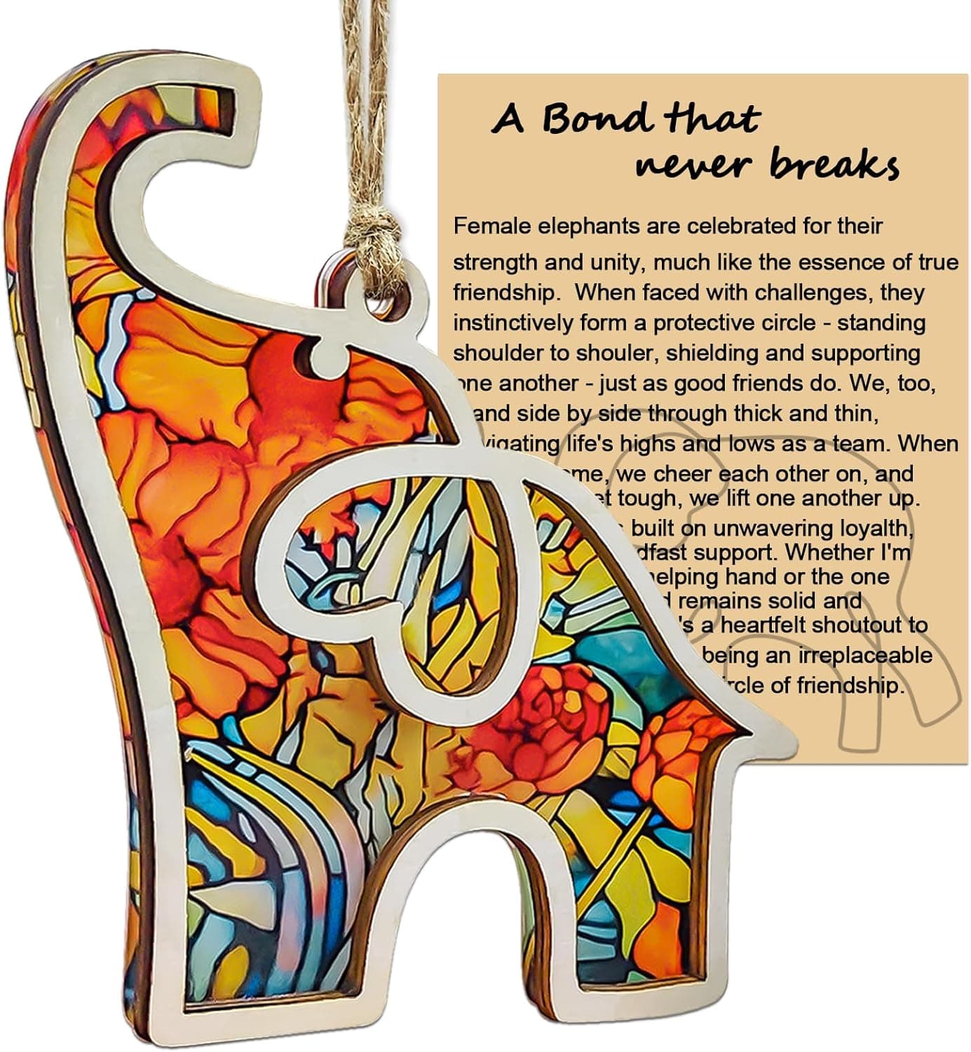Best Friend, Friendship Elephant Ornament with Story Card, Elephant Gifts for Women, for Women, Sister, Bestie, Unique Friendship Christmas Ornaments