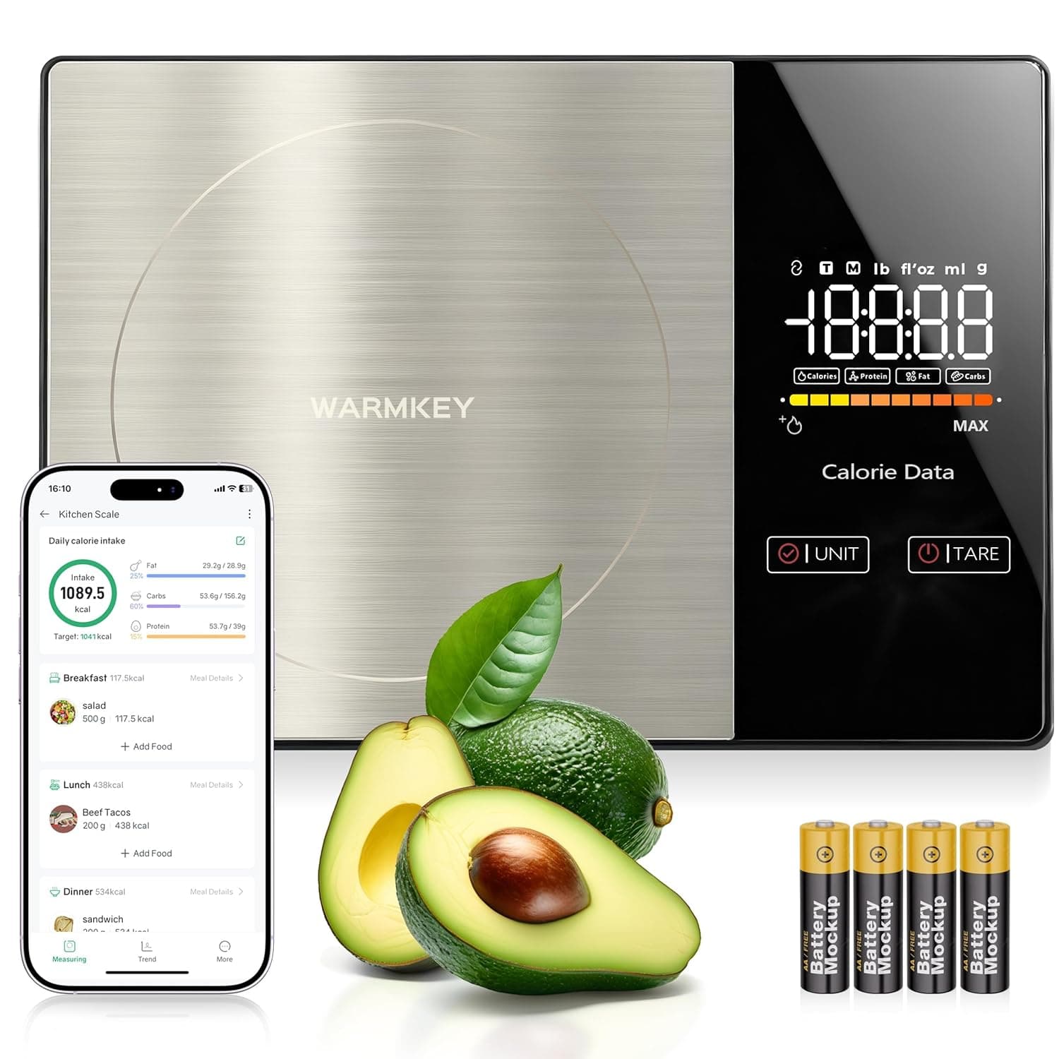 WARMKEY Smart Nutrition Food Scale with App – 1g Precision, Tracks Calories & 24 Nutrients - image 1