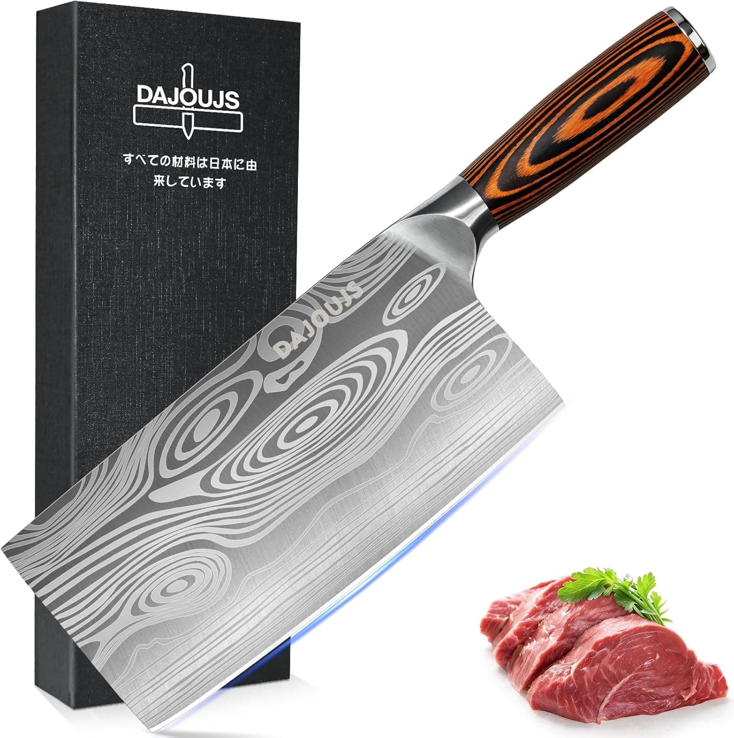 Meat Cleaver Knife Ultra Sharp Kitchen Knife 8 Inch, High Carbon Stainless Steel Butcher Knife with Wooden Handle, Chinese Cleaver for Meat Cutting Vegetable Slicing Perfect Birthday Gifts - image 1