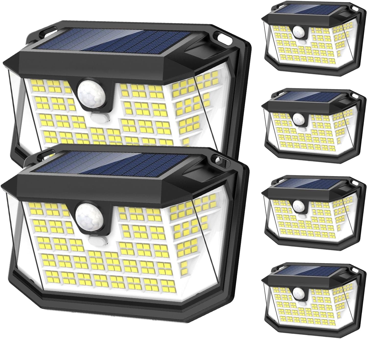 Solar Motion Lights Outdoor 6 Pack, 188 LED/3 Modes, Motion Sensor Outdoor Lights, IP65 Waterproof 270° Lighting, Solar Powered Security Flood Lighting for Wall Patio Garage Fence(White) - image 1
