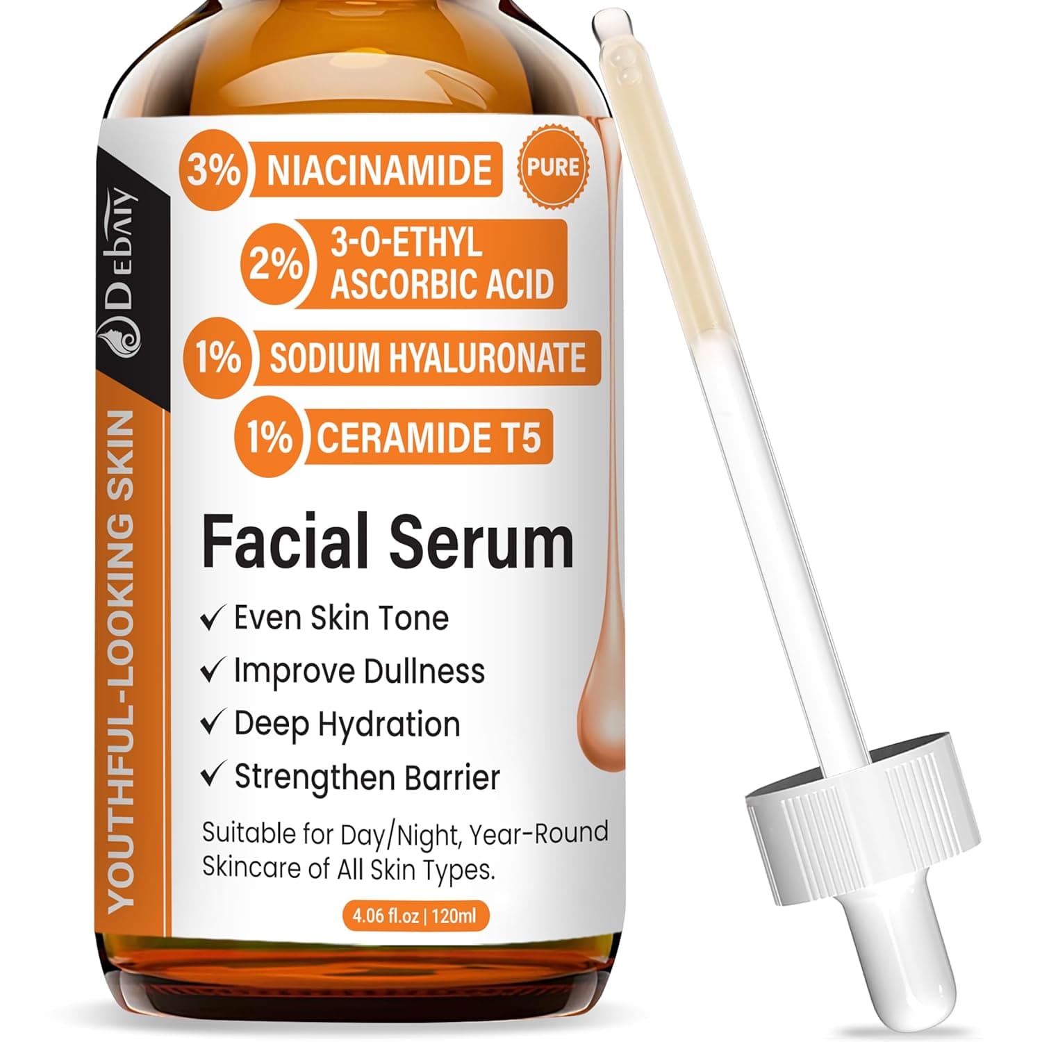 Vitamin C Facial Serum with Niacinamide Ceramide T5 Multi-Effect Anti-Aging Anti-Wrinkle (4.06fl.oz/120ml) - image 1