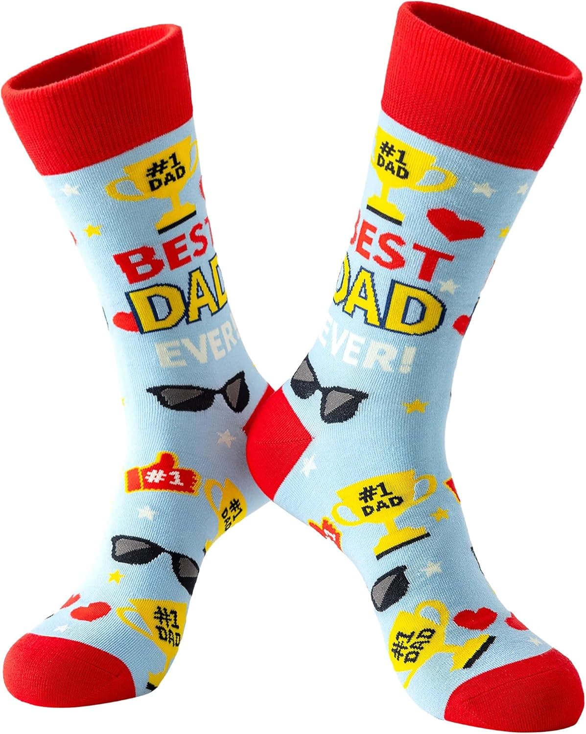 Funny Dad Socks Gift for Father’s Day, Best Dad Ever Novelty Mens Dress Socks, Seamless Cotton Crazy Socks for Dad - image 1