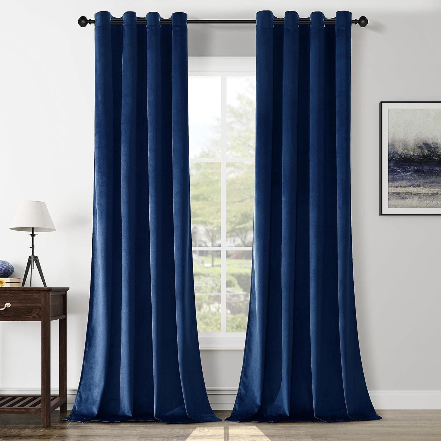 Navy Crushed Velvet Curtains 63 inch Length Grommet Blackout Curtains for Bedroom Light Blocking Thermal Insulation Drapes Set of 2 Panels 52”x 63”
